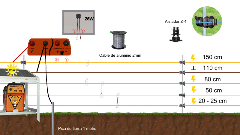 conexiones al pastor eléctrico en cercado alternativo