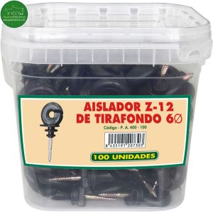 Aislador Z-12 Tirafondo 6 mm de diámetro para madera. Cubilete 100 unidades cercado eléctrico