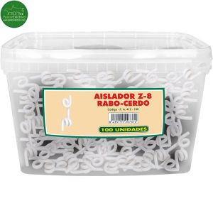 Aislador Z-8 rabo cerdo varilla para hilo, cable o cuerda. Cubilete 100 unidades cercado eléctrico