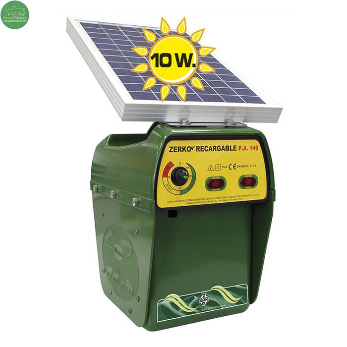 Clôture électrique Zerko-Rechargeable-solaire 10wavec batterie 12 v. et  chargeur