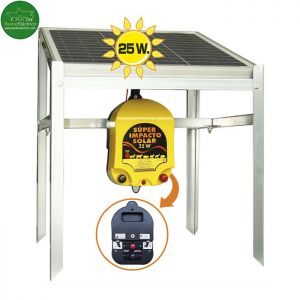 Electrificador Super Impacto Solar 25 W a batería exterior pastor eléctrico